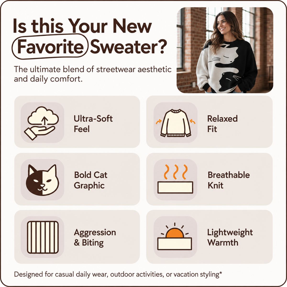 Cartoon Cat Knit Pullover